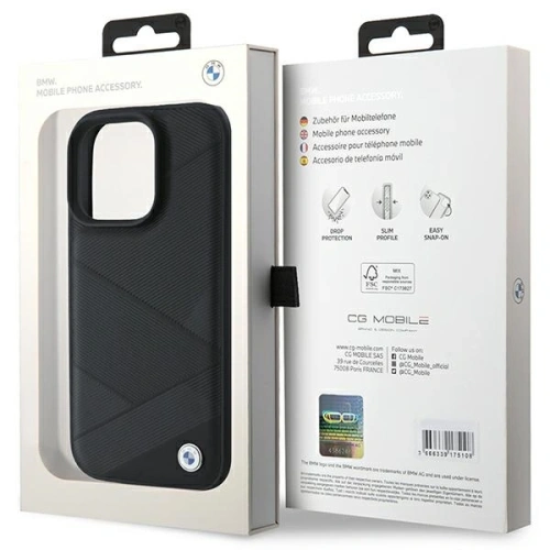 Kup BMW BMHCP16L23RCGPK Apple iPhone 16 Pro tvrdý obal Sign Leather Crossing Lines Pattern černý - BMW687 - {ean13} - Sklep Home Screen