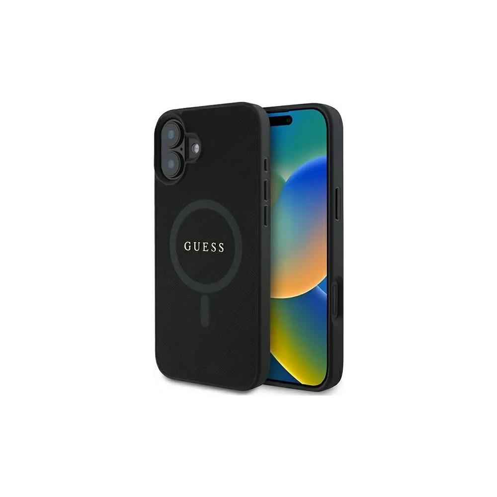 Etui Guess GUHMP16MPSAHMCK Apple iPhone 16 Plus hardcase Saffiano Classic Logo MagSafe czarny/black