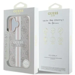 Buy Guess GUHMP16SP4RPSP Apple iPhone 16 hardcase 4G Printed Stripes MagSafe pink - GUE3627 - {ean13} - Home Screen Store Europe