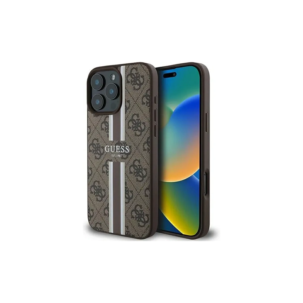Etui Guess GUHMP16XP4RPSW Apple iPhone 16 Pro Max hardcase 4G Printed Stripes MagSafe brązowy/brown