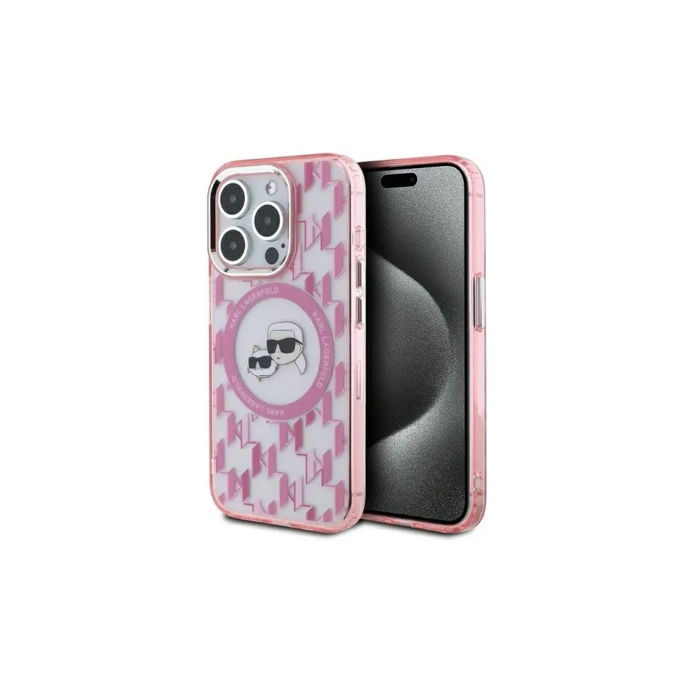 Etui Karl Lagerfeld KLHMP15XHMCKMHP Apple iPhone 15 Pro Max IML Monogram Karl&Choupette Head MagSafe różowy/pink