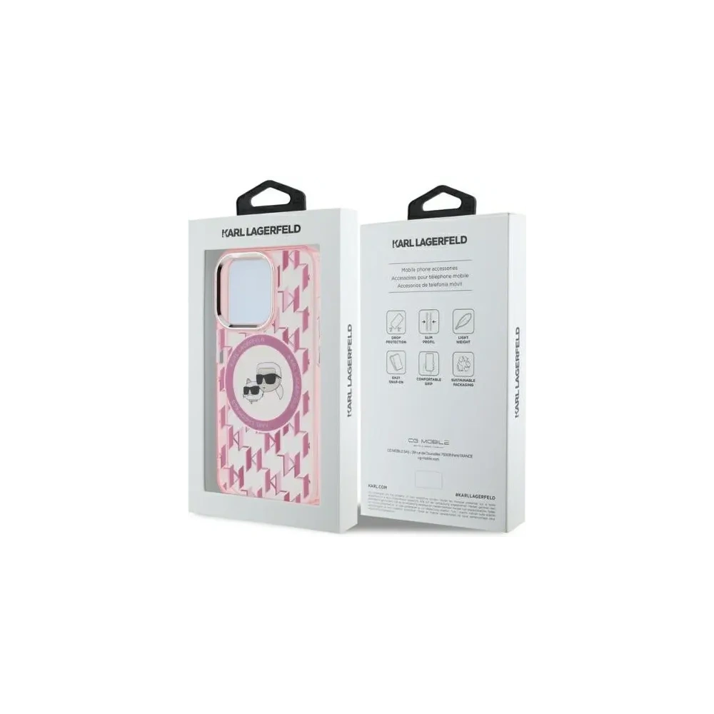 Etui Karl Lagerfeld KLHMP15XHMCKMHP Apple iPhone 15 Pro Max IML Monogram Karl&Choupette Head MagSafe różowy/pink