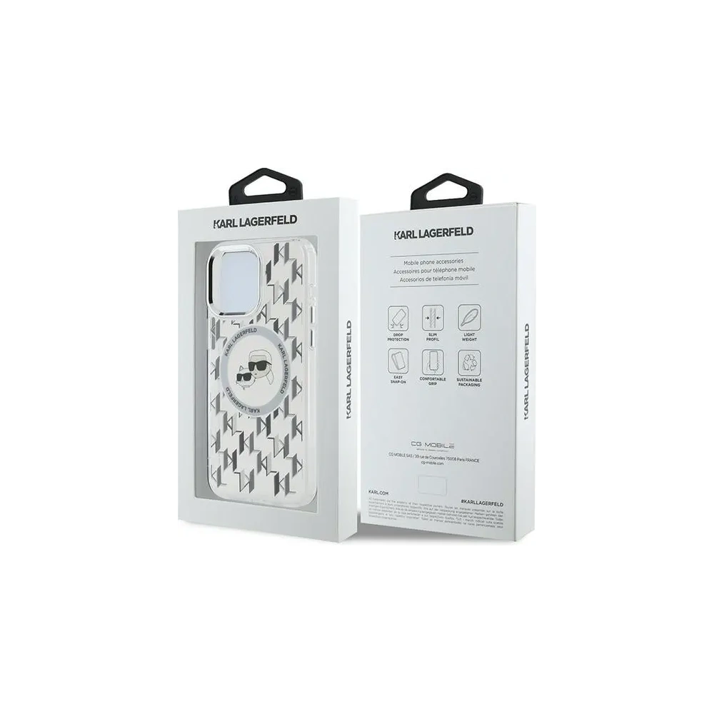 Etui Karl Lagerfeld KLHMP15XHMCKMHT Apple iPhone 15 Pro Max IML Monogram Karl&Choupette Head MagSafe przezroczysty/transparent