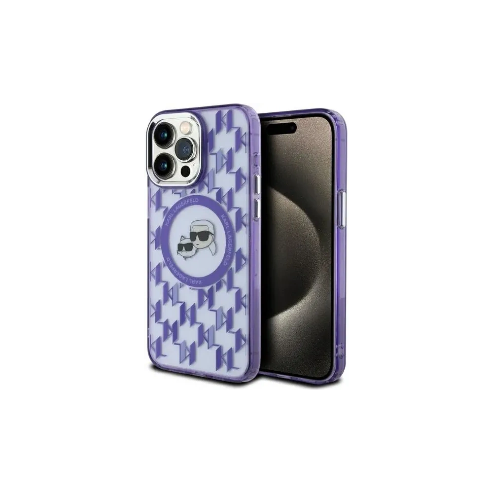 Etui Karl Lagerfeld KLHMP15XHMCKMHU Apple iPhone 15 Pro Max IML Monogram Karl&Choupette Head MagSafe fioletowy/purple