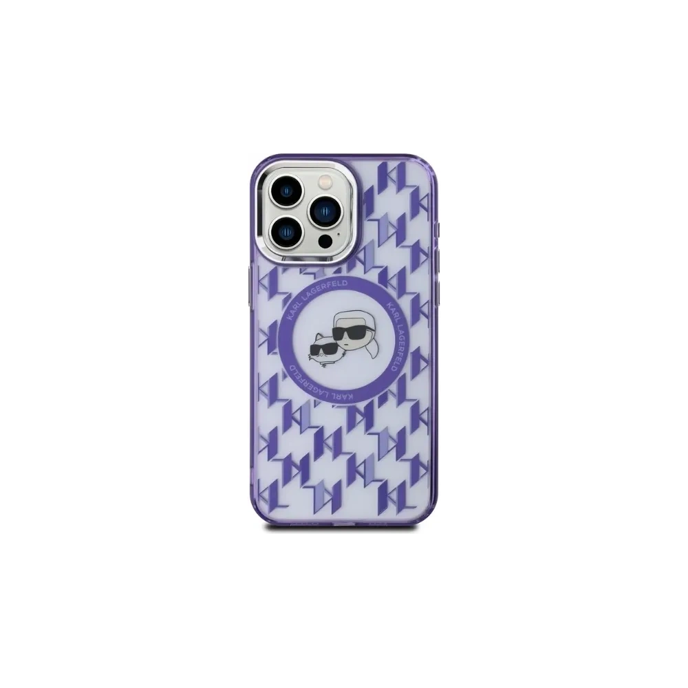 Etui Karl Lagerfeld KLHMP15XHMCKMHU Apple iPhone 15 Pro Max IML Monogram Karl&Choupette Head MagSafe fioletowy/purple