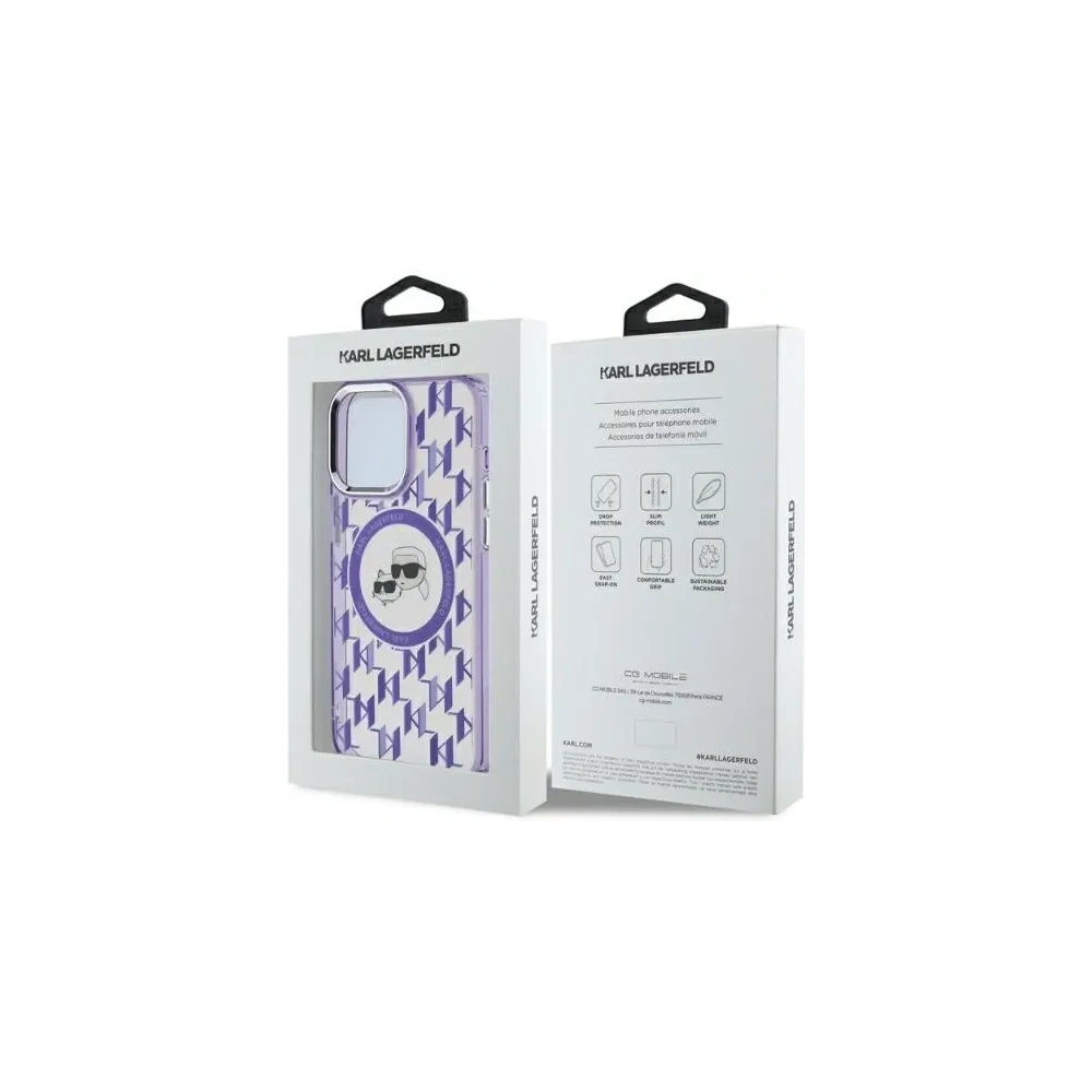Etui Karl Lagerfeld KLHMP15XHMCKMHU Apple iPhone 15 Pro Max IML Monogram Karl&Choupette Head MagSafe fioletowy/purple