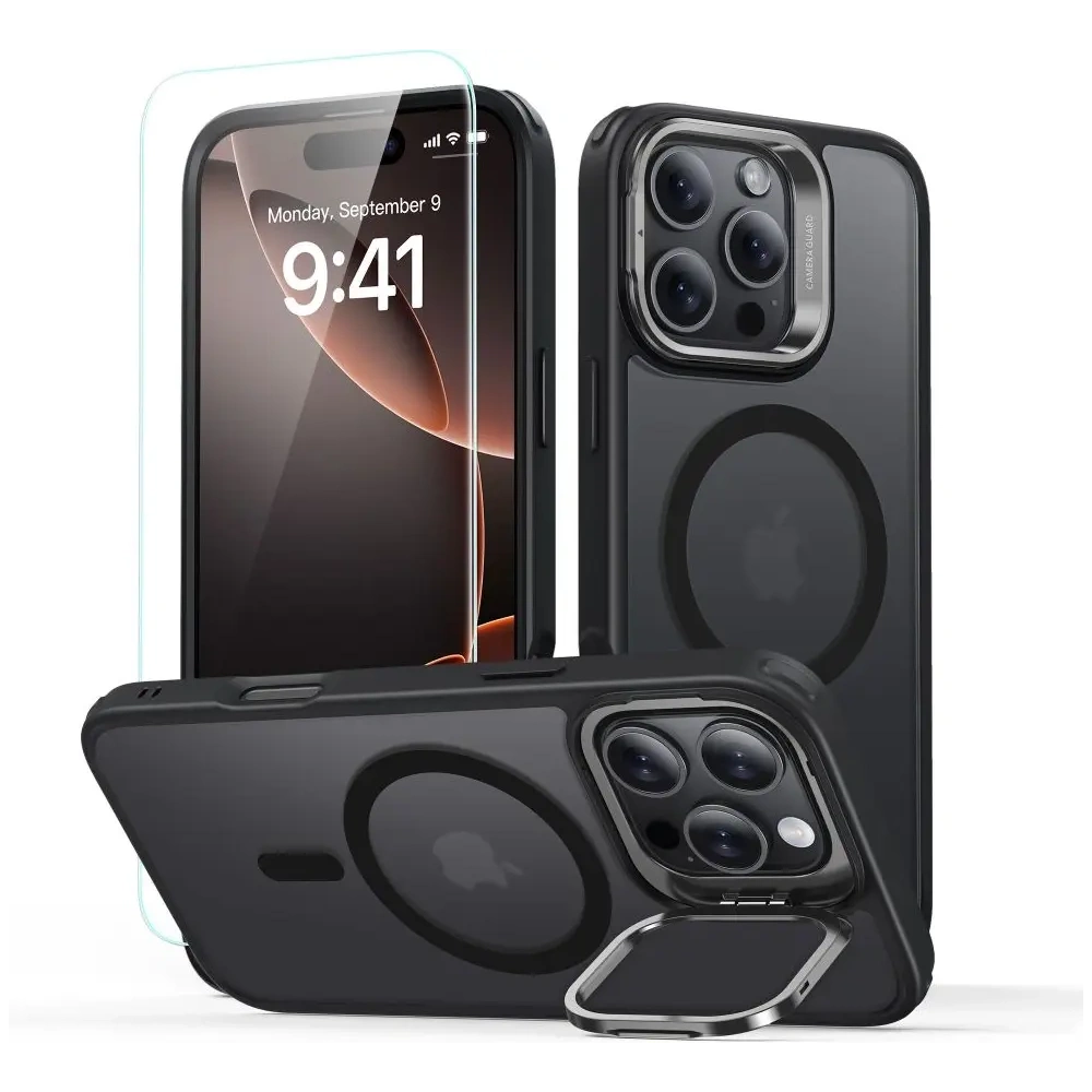 Zestaw ESR Classic Hybrid Kickstand Halolock MagSafe & Tempered Glass Apple iPhone 16 Pro Max Frosted Black