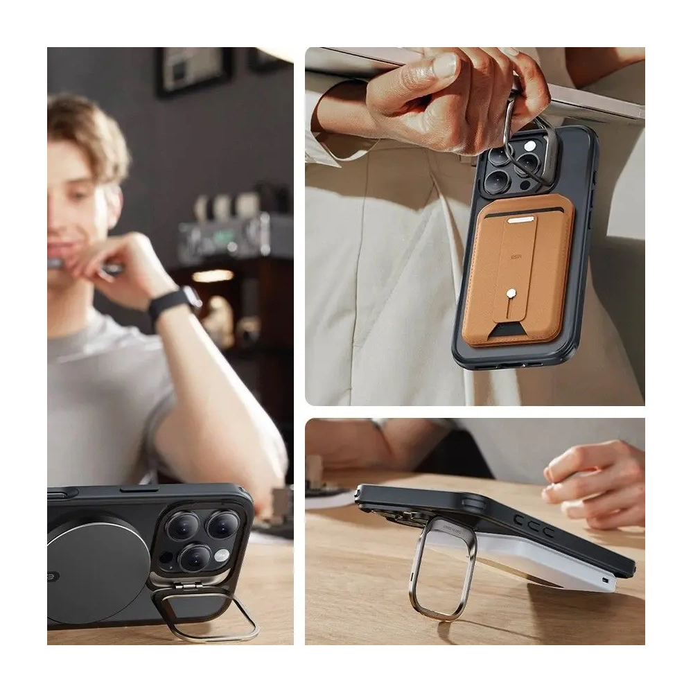 Zestaw ESR Classic Hybrid Kickstand Halolock MagSafe & Tempered Glass Apple iPhone 16 Pro Max Frosted Black