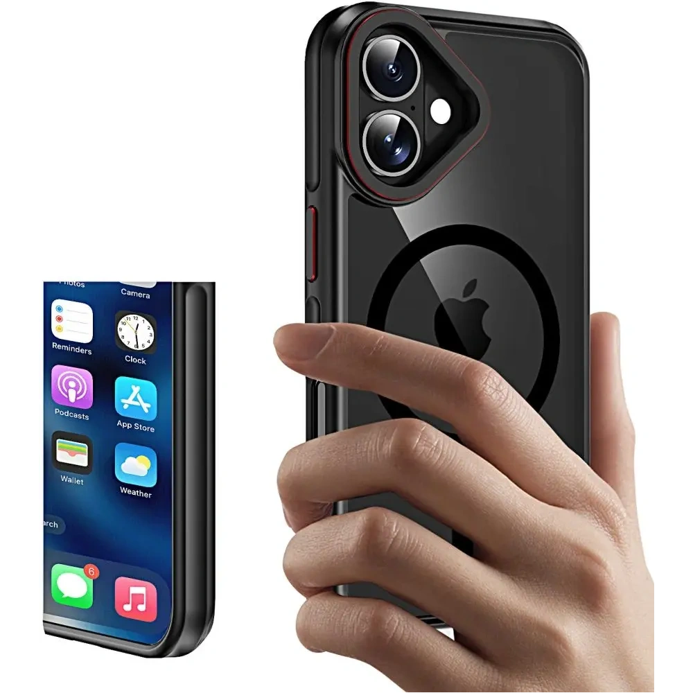 Etui Tech-Protect MagHybrid MagSafe Apple iPhone 16 Black/red