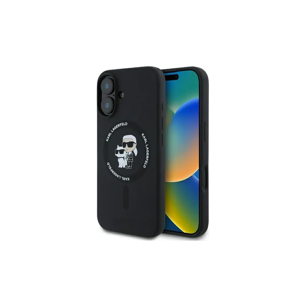 Etui Karl Lagerfeld KLHMP16MSCMKCRHK Apple iPhone 16 Plus hardcase Silicone Karl&Choupette Ring MagSafe czarny/black