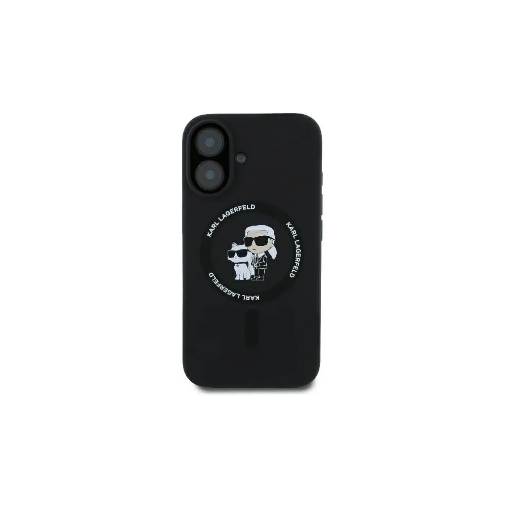 Etui Karl Lagerfeld KLHMP16MSCMKCRHK Apple iPhone 16 Plus hardcase Silicone Karl&Choupette Ring MagSafe czarny/black