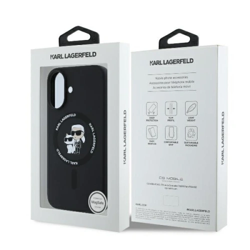 Buy Karl Lagerfeld KLHMP16MSCMKCRHK Apple iPhone 16 Plus hardcase Silicone Karl&Choupette Ring MagSafe black - KLD21714 - {ean13} - Home Screen Store Europe