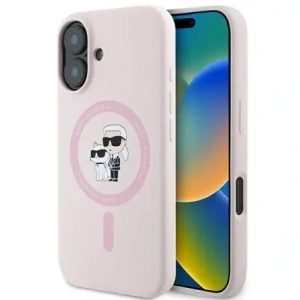 Buy Karl Lagerfeld KLHMP16MSCMKCRHP Apple iPhone 16 Plus hardcase Silicone Karl&Choupette Ring MagSafe pink - KLD21715 - {ean13} - Home Screen Store Europe