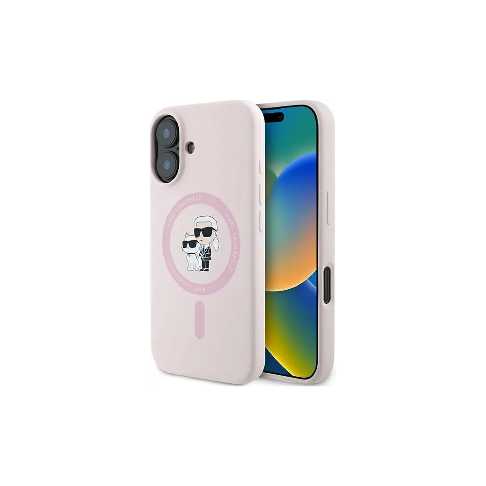 Etui Karl Lagerfeld KLHMP16MSCMKCRHP Apple iPhone 16 Plus hardcase Silicone Karl&Choupette Ring MagSafe różowy/pink