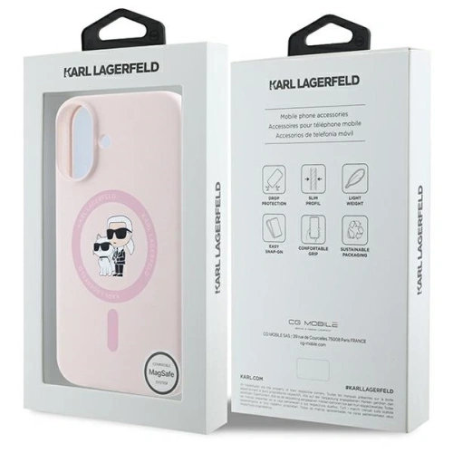 Buy Karl Lagerfeld KLHMP16MSCMKCRHP Apple iPhone 16 Plus hardcase Silicone Karl&Choupette Ring MagSafe pink - KLD21715 - {ean13} - Home Screen Store Europe