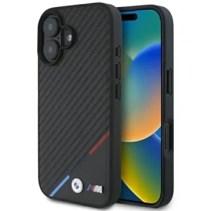 Buy BMW BMHMP16M23PUDTK Apple iPhone 16 Plus hardcase Carbon Tricolor Line MagSafe black - BMW688 - {ean13} - Home Screen Store Europe