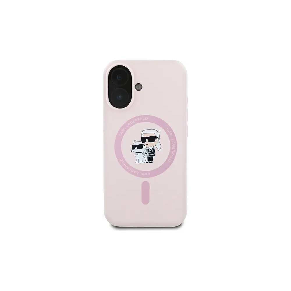Etui Karl Lagerfeld KLHMP16SSCMKCRHP Apple iPhone 16 hardcase Silicone Karl&Choupette MagSafe różowy/pink