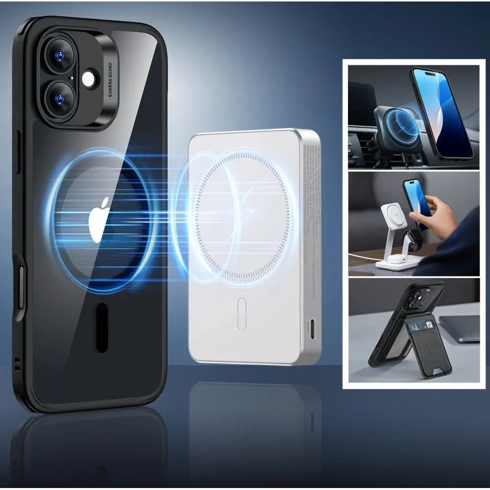 Zestaw ESR Classic Hybrid Halolock MagSafe & Tempered Glass Apple iPhone 16 Plus Clear/black