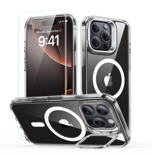 Buy ESR Classic Hybrid Kickstand Halolock MagSafe & Tempered Glass Apple iPhone 16 Pro Max Clear - ESR848 - {ean13} - Home Screen Store Europe