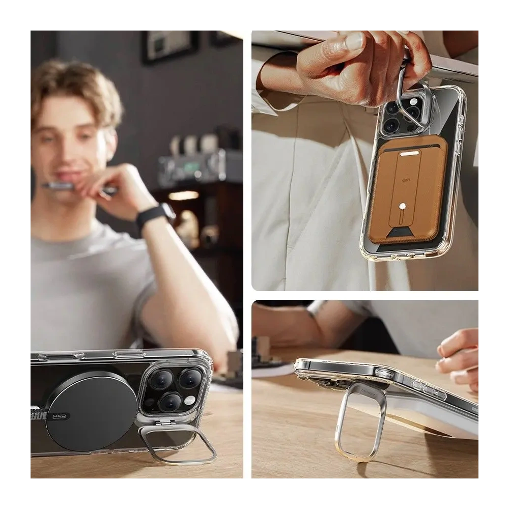 Zestaw ESR Classic Hybrid Kickstand Halolock MagSafe & Tempered Glass Apple iPhone 16 Pro Max Clear