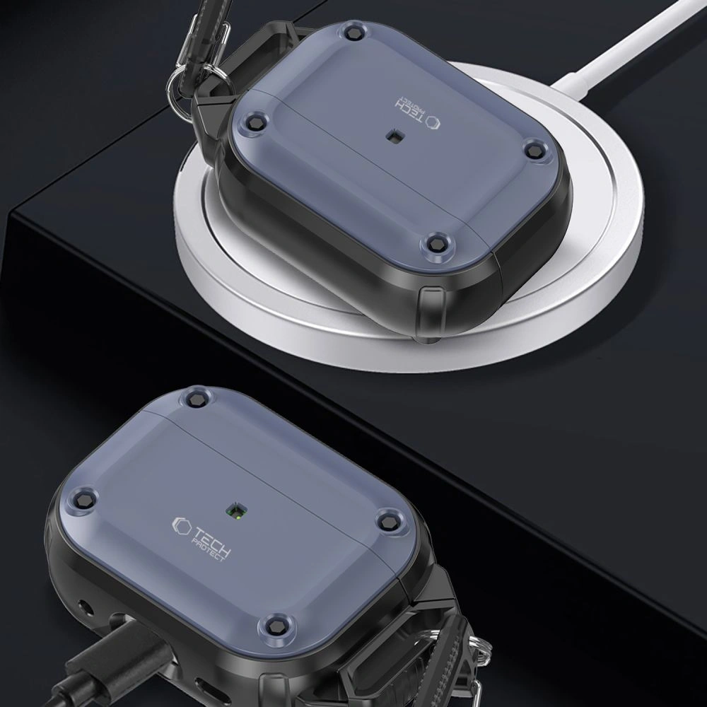 Etui Tech-Protect Rough Hook Apple AirPods Pro 1 / 2 Steel Blue