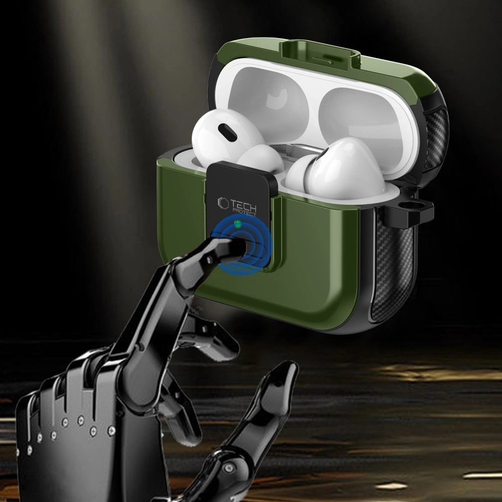 Etui Tech-Protect Defender Hook MagSafe Apple AirPods Pro 1 / 2 Olive Green