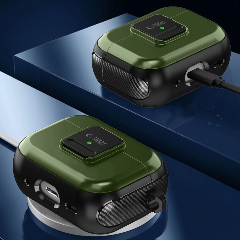 Etui Tech-Protect Defender Hook MagSafe Apple AirPods Pro 1 / 2 Olive Green