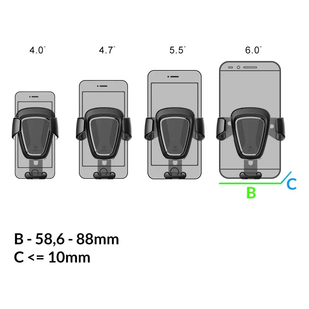 Uchwyt samochodowy na kratkę Baseus Gravity Car Mount SUYL-01 czarny