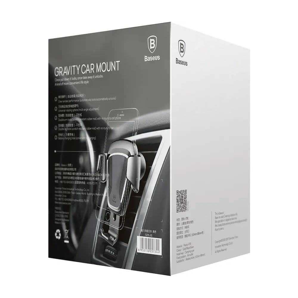 Uchwyt samochodowy na kratkę Baseus Gravity Car Mount SUYL-01 czarny