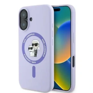 Buy Karl Lagerfeld KLHMP16SSCMKCRHU Apple iPhone 16 hardcase Silicone Karl&Choupette Ring MagSafe purple - KLD21723 - {ean13} - Home Screen Store Europe
