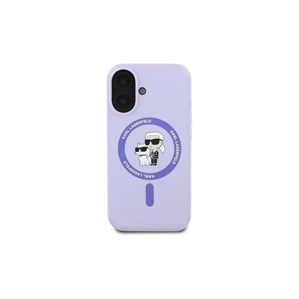 Etui Karl Lagerfeld KLHMP16SSCMKCRHU Apple iPhone 16 hardcase Silicone Karl&Choupette Ring MagSafe fioletowy/purple