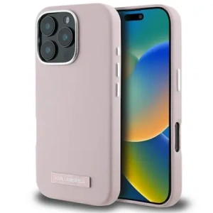 Buy Karl Lagerfeld KLHMP16XPGMSRPP Apple iPhone 16 Pro Max hardcase FW Metal Plate MagSafe pink - KLD21727 - {ean13} - Home Screen Store Europe