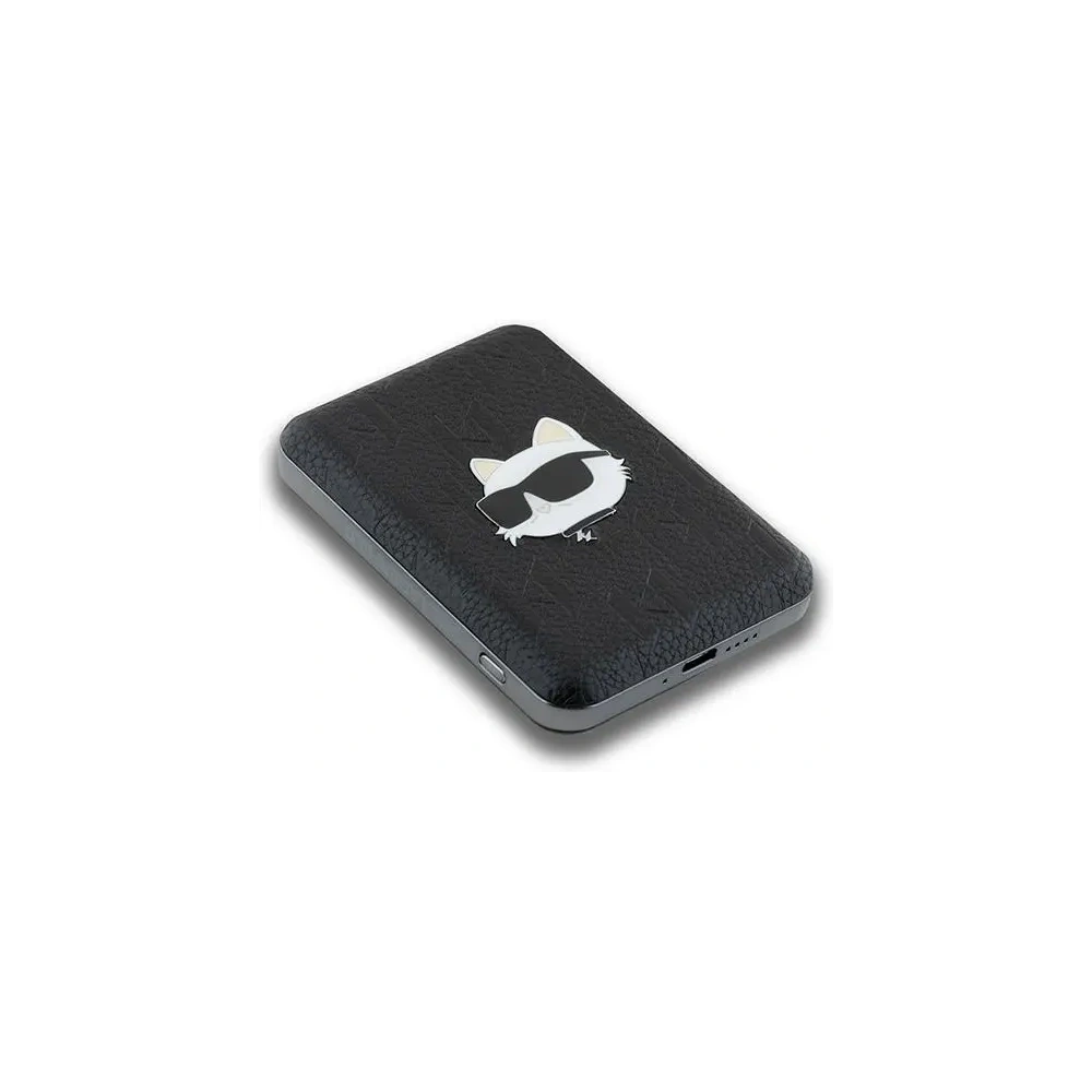 Powerbank bezprzewodowy Karl Lagerfeld KLPB5FPGKSCHHK 15W 5000mAh Choupette Head Pin MagSafe czarny/black