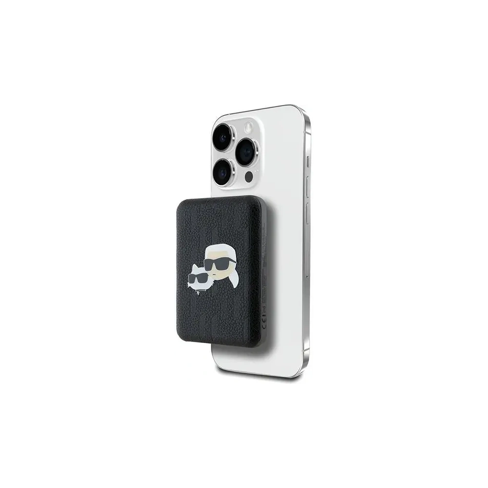 Powerbank bezprzewodowy Karl Lagerfeld KLPB5FPGKSKCHK 15W 5000mAh Karl&Choupette Head Pin MagSafe czarny/black