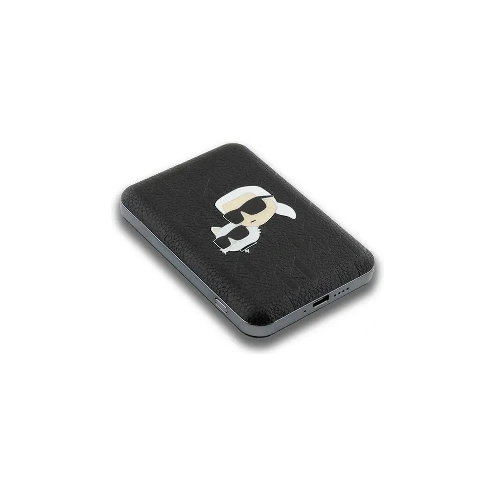 Powerbank bezprzewodowy Karl Lagerfeld KLPB5FPGKSKCHK 15W 5000mAh Karl&Choupette Head Pin MagSafe czarny/black