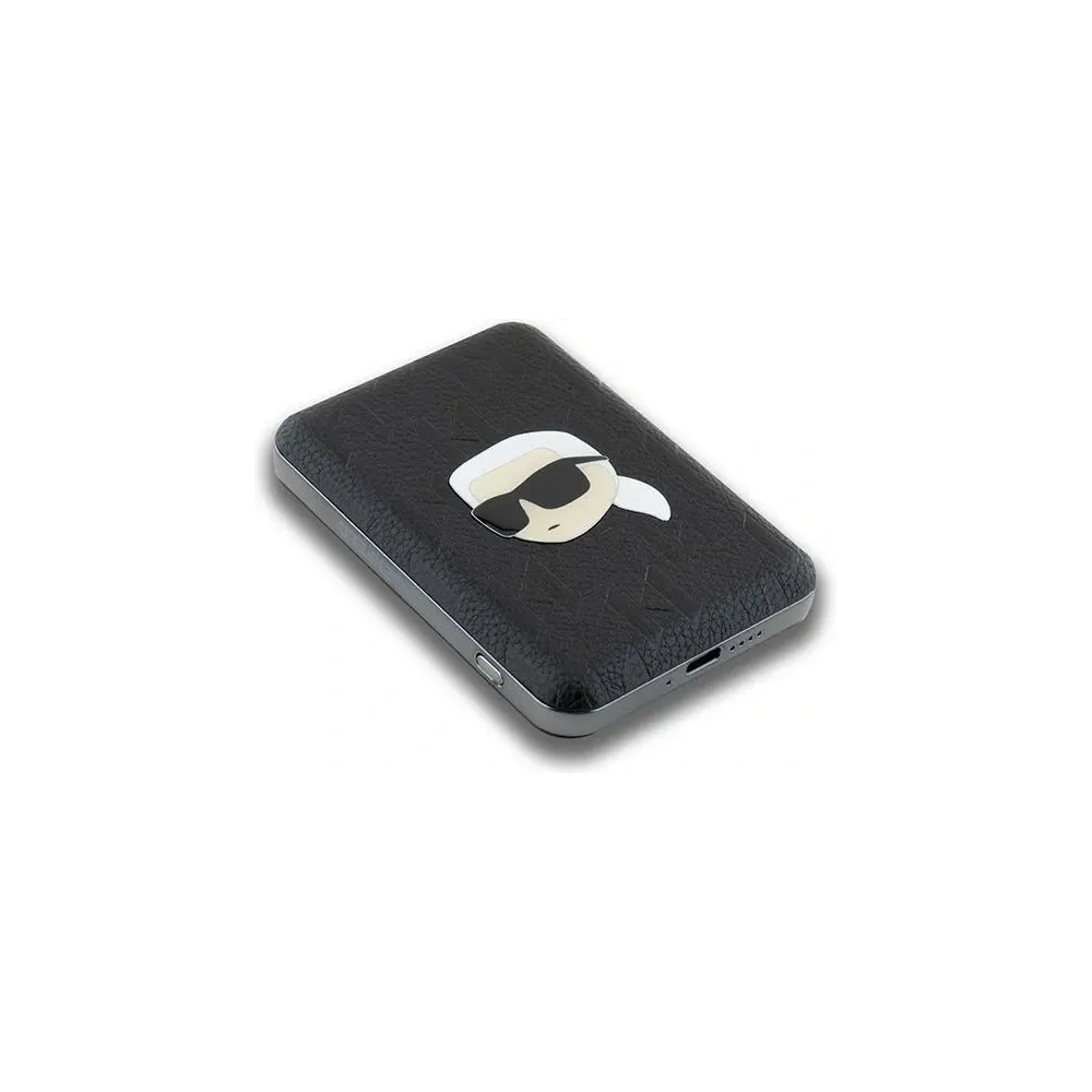 Powerbank bezprzewodowy Karl Lagerfeld KLPB5FPGKSKIHK 15W 5000mAh Karl Head Pin MagSafe czarny/black