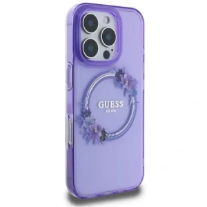 Kup Etui Guess GUHMP16LHFWFCU Apple iPhone 16 Pro hardcase IML Flowers Wreath MagSafe fioletowy/purple - GUE3629 - {ean13} - Sklep Home Screen
