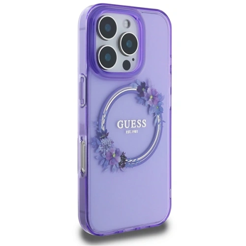 Kup Guess GUHMP16LHFWFCU Apple iPhone 16 Pro tvrdý obal IML Květy Věnec MagSafe fialový - GUE3629 - {ean13} - Sklep Home Screen