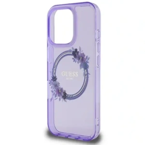 Kup Etui Guess GUHMP16LHFWFCU Apple iPhone 16 Pro hardcase IML Flowers Wreath MagSafe fioletowy/purple - GUE3629 - {ean13} - Sklep Home Screen