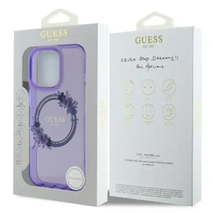 Kup Etui Guess GUHMP16LHFWFCU Apple iPhone 16 Pro hardcase IML Flowers Wreath MagSafe fioletowy/purple - GUE3629 - {ean13} - Sklep Home Screen