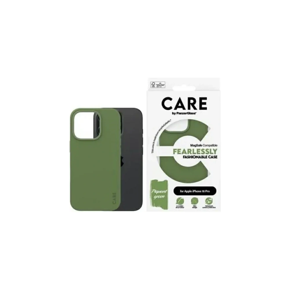 Etui CARE by PanzerGlass Fashion Case Apple iPhone 16 Pro MagSafe zielony/green