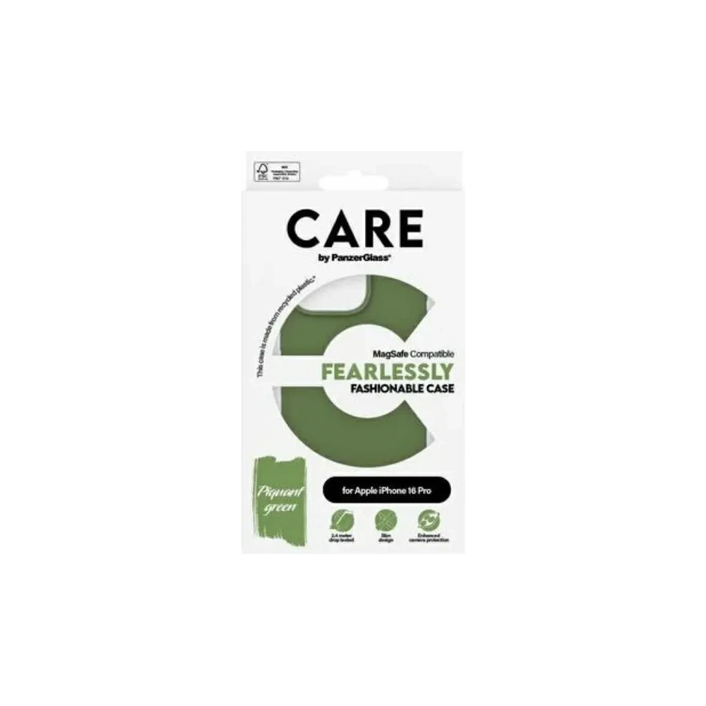 Etui CARE by PanzerGlass Fashion Case Apple iPhone 16 Pro MagSafe zielony/green