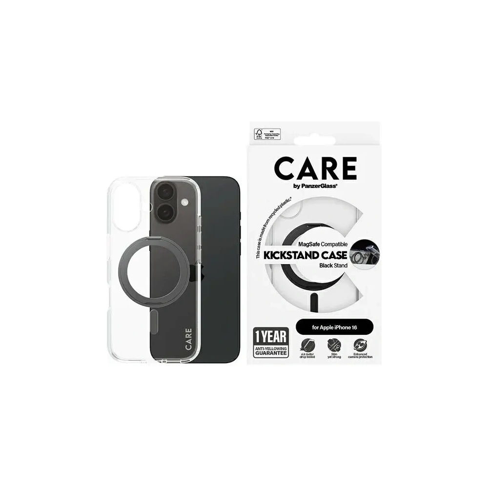 Etui CARE by PanzerGlass Feature Kickstand Case Apple iPhone 16 MagSafe czarny/black