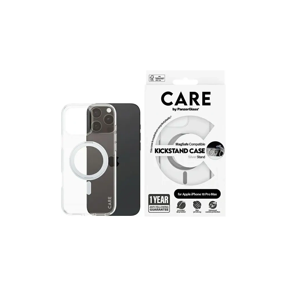 Etui CARE by PanzerGlass Feature Kickstand Case Apple iPhone 16 Pro Max MagSafe srebrny/silver