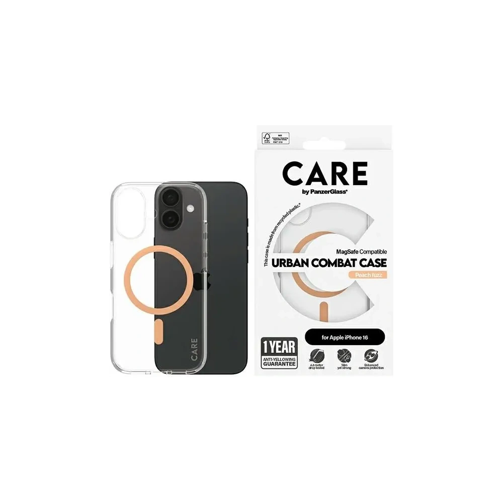 Etui CARE by PanzerGlass Flagship Case Apple iPhone 16 MagSafe brzoskwiniowy/peachy
