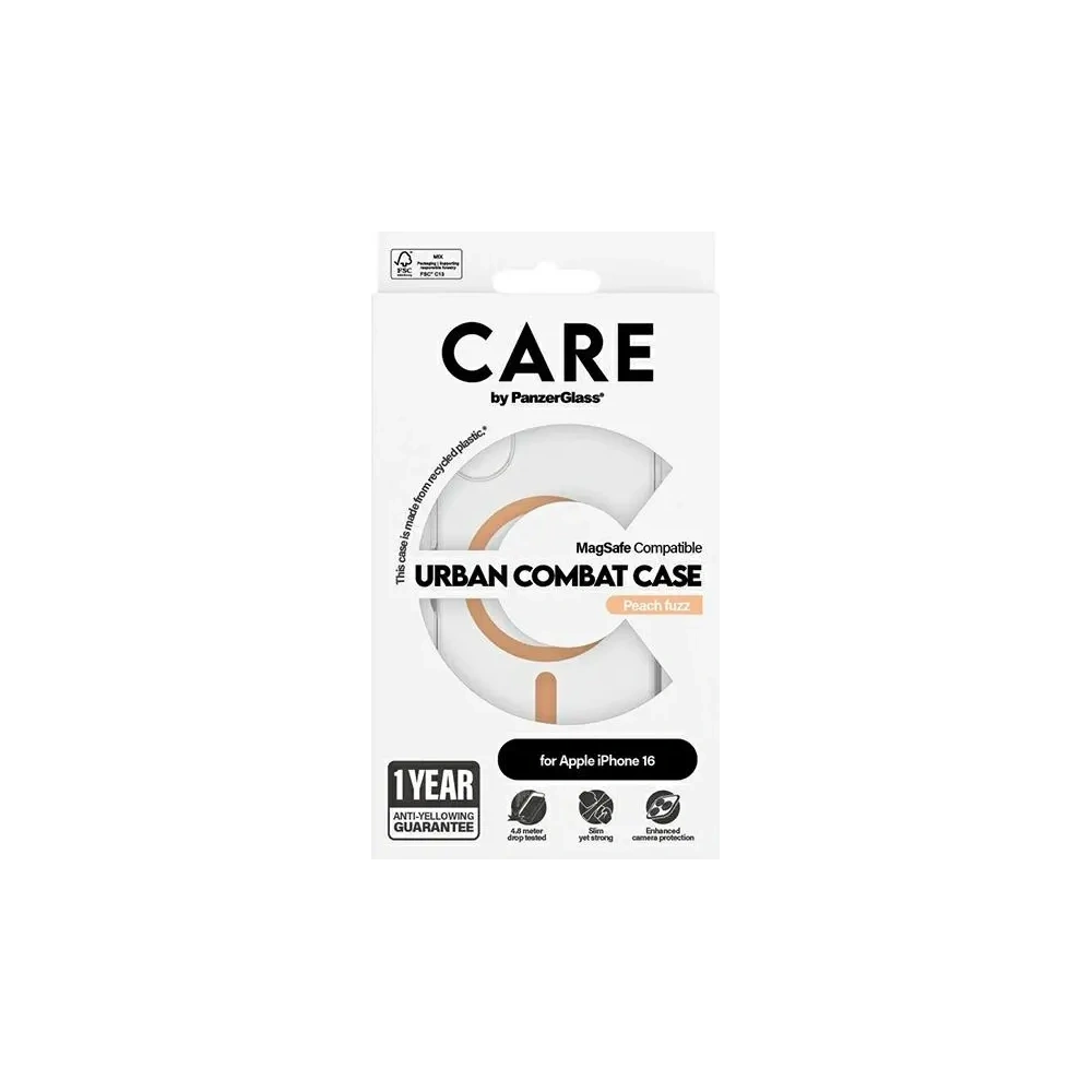 Etui CARE by PanzerGlass Flagship Case Apple iPhone 16 MagSafe brzoskwiniowy/peachy