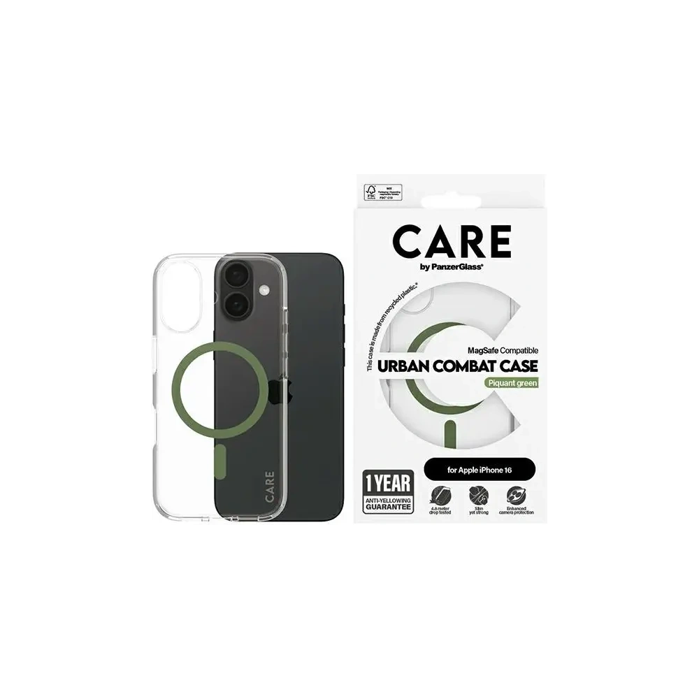 Etui CARE by PanzerGlass Flagship Case Apple iPhone 16 MagSafe zielony/green