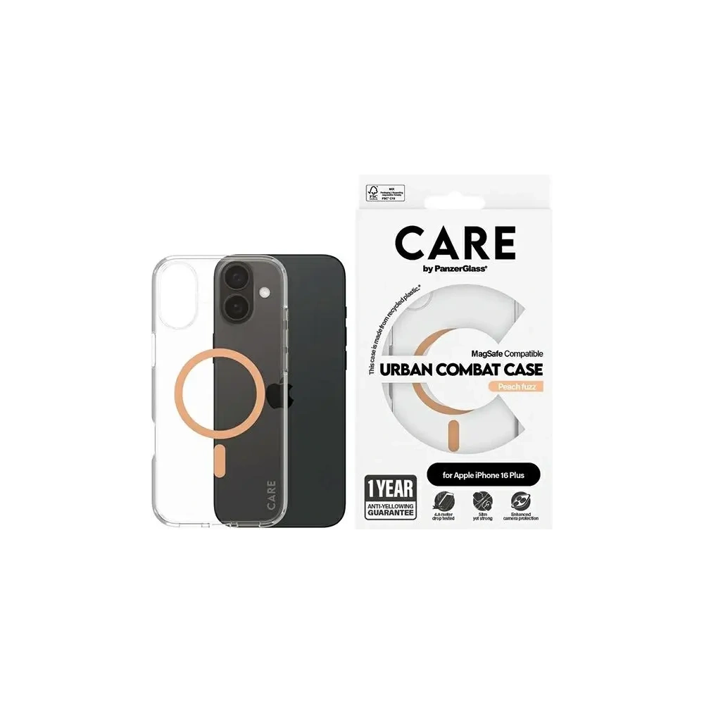 Etui CARE by PanzerGlass Flagship Case Apple iPhone 16 Plus MagSafe brzoskwiniowy/peachy