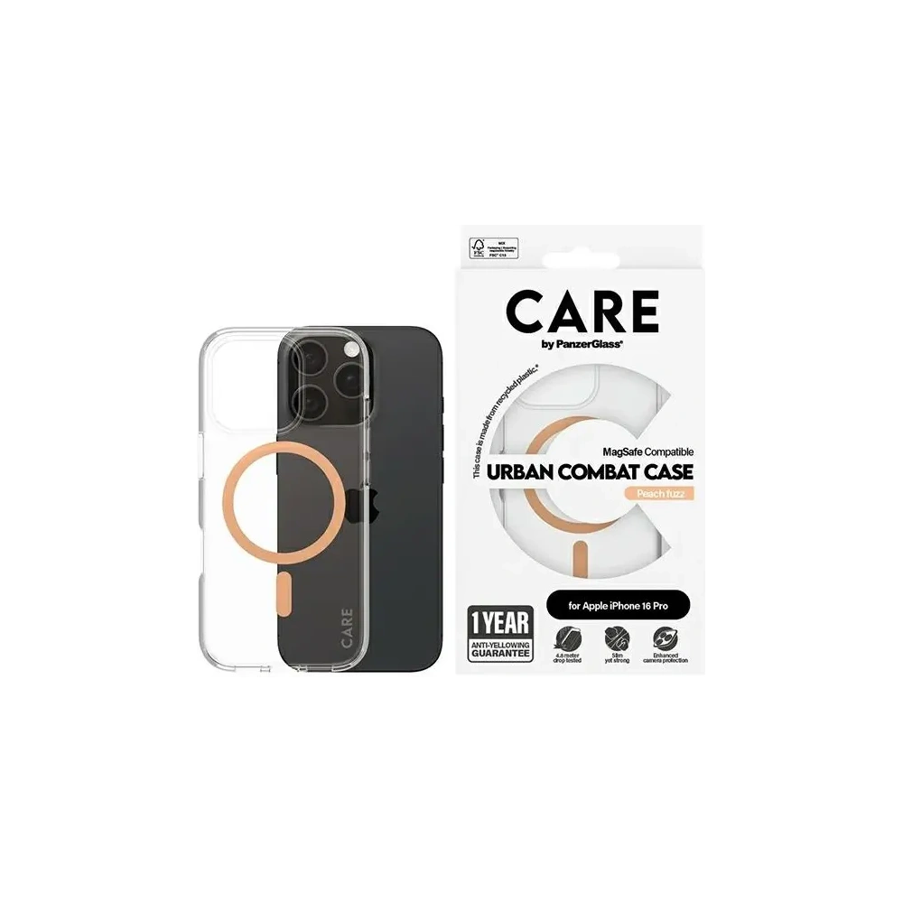 Etui CARE by PanzerGlass Flagship Case Apple iPhone 16 Pro MagSafe brzoskwiniowy/peachy