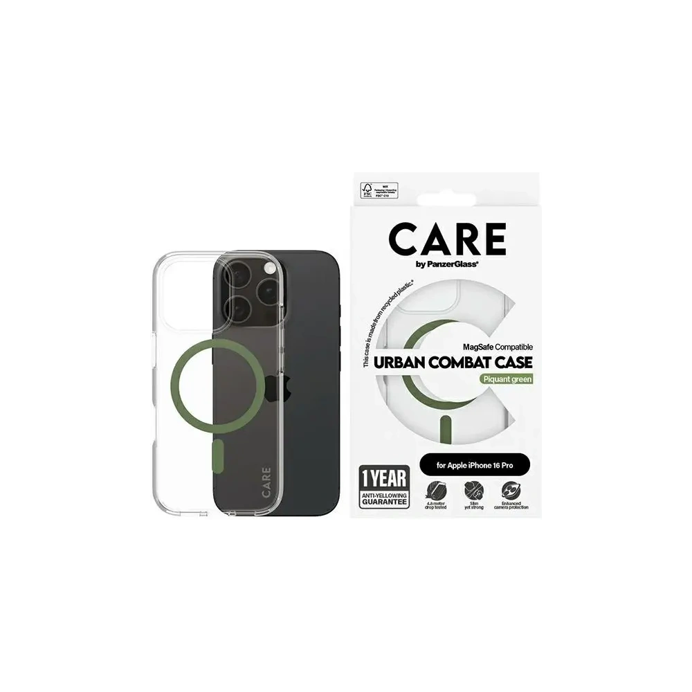 Etui CARE by PanzerGlass Flagship Case Apple iPhone 16 Pro MagSafe zielony/green